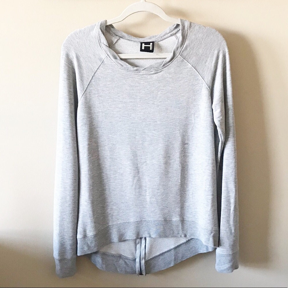 H by Bordeaux Grey Scoop Neck Sweater // XS